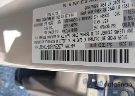 2024 Mazda Cx-90 3.3 Turbo Premium из США, поврежденный, VIN JM3KKDHD1R1162977